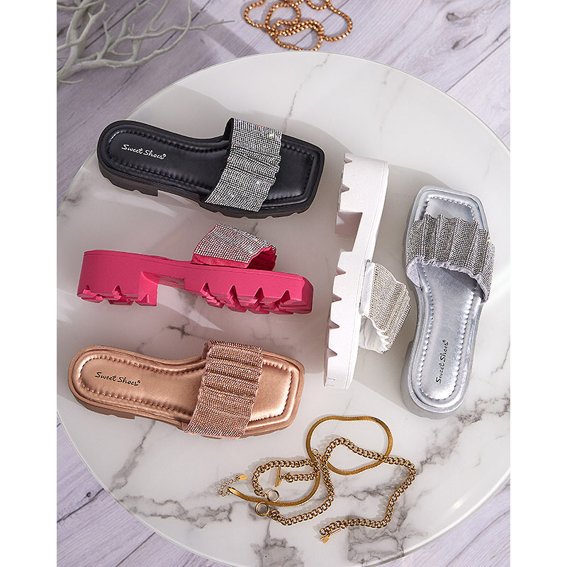 Resti Gold womens slippers with cubic zirconia Emkoy - Footwear 107949661