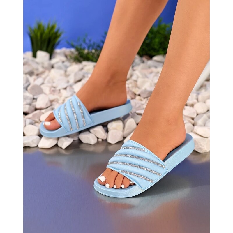 Resti Blue womens flip-flops with zircons Erikis - Footwear 107949659