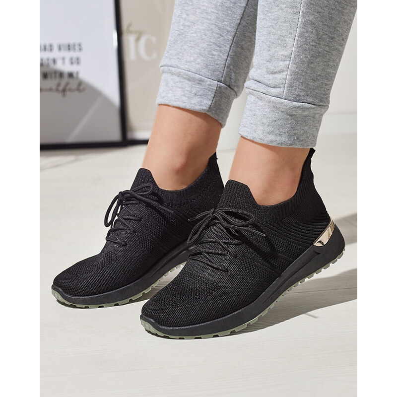 Resti Black Fabric Womens Sports Shoes Ferroni- Footwear