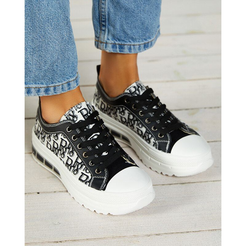 Resti Black patterned womens platform sneakers Neriwas -