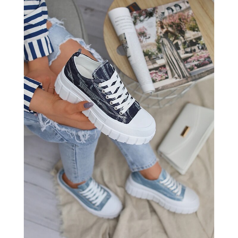 Resti Navy blue womens platform sneakers Deksif