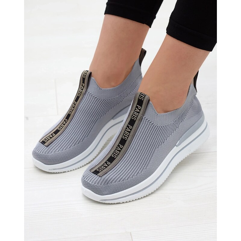 Resti Womens slip-on sports shoes with lettering in gray Cerppa-