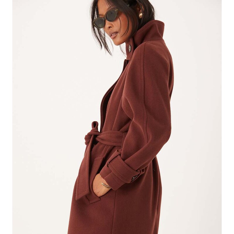 ASOS Petite ASOS DESIGN Petite funnel neck longline formal trench coat 107952548