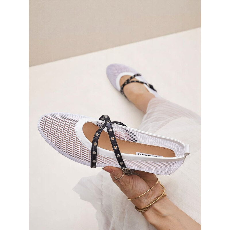 Resti Womens openwork ballet flats with strap Evanne