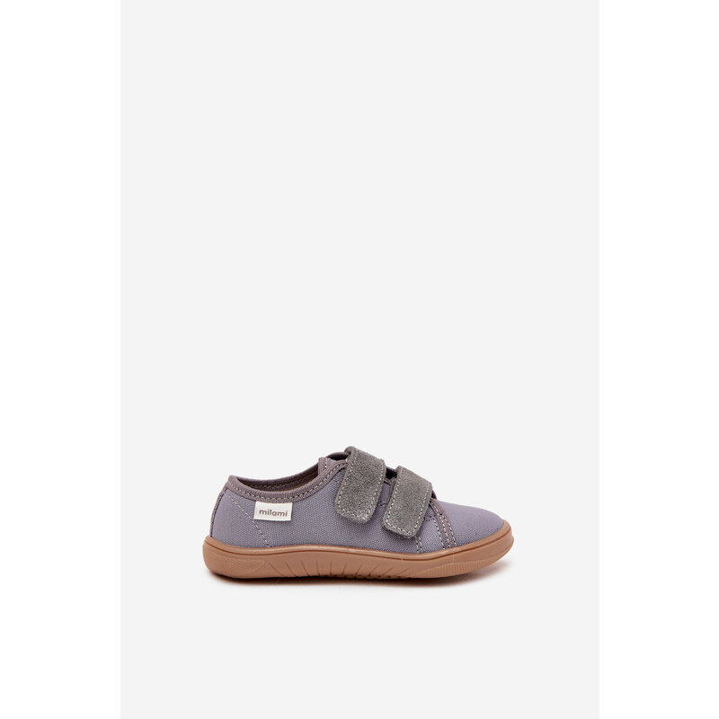 Boto Pantofle Barefoot Chlapecké Hladké Milami Šedé Saphira