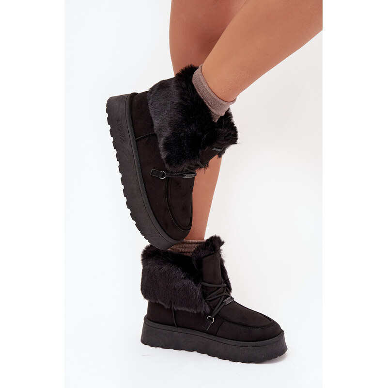 BIG STAR SHOES Dámské Sněhule Na Platformě S Kožešinou A Šněrováním 107951249