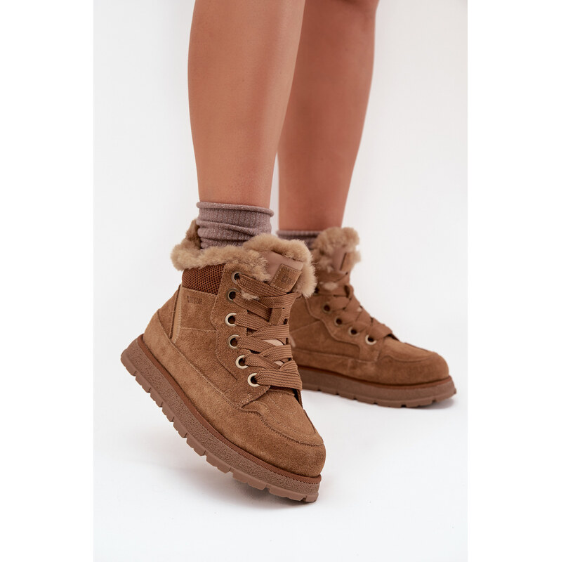 BIG STAR SHOES Semišové Sněhule Dámské Na Platformě S Kožíškem Big 107951257