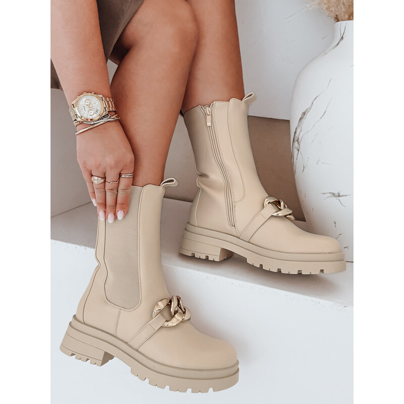 Botki damskie NIGHTWALK beżowe Dstreet 107951271