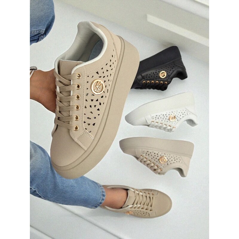 Resti Cleo Ecru Platino – beige platform sneakers eco leather