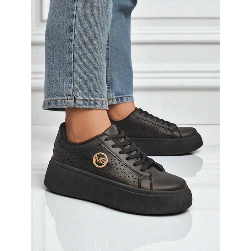 Resti Womens Perseida platform sneakers black eco-leather