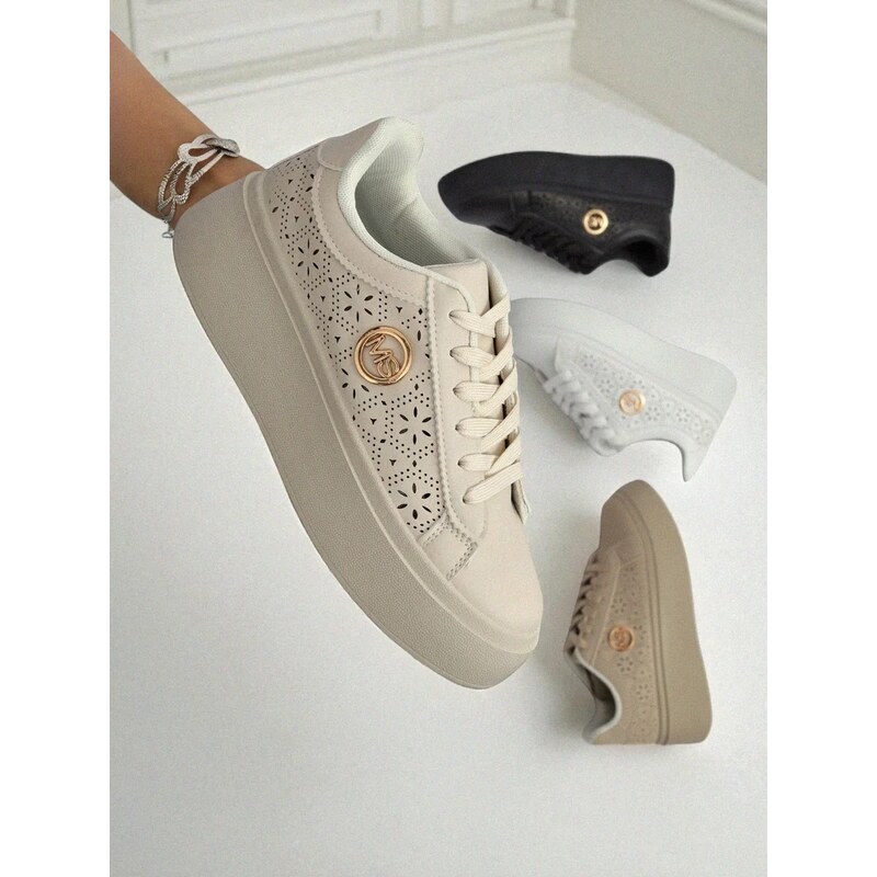 Resti Aurelia Beige Platform Sneakers Eco Leather