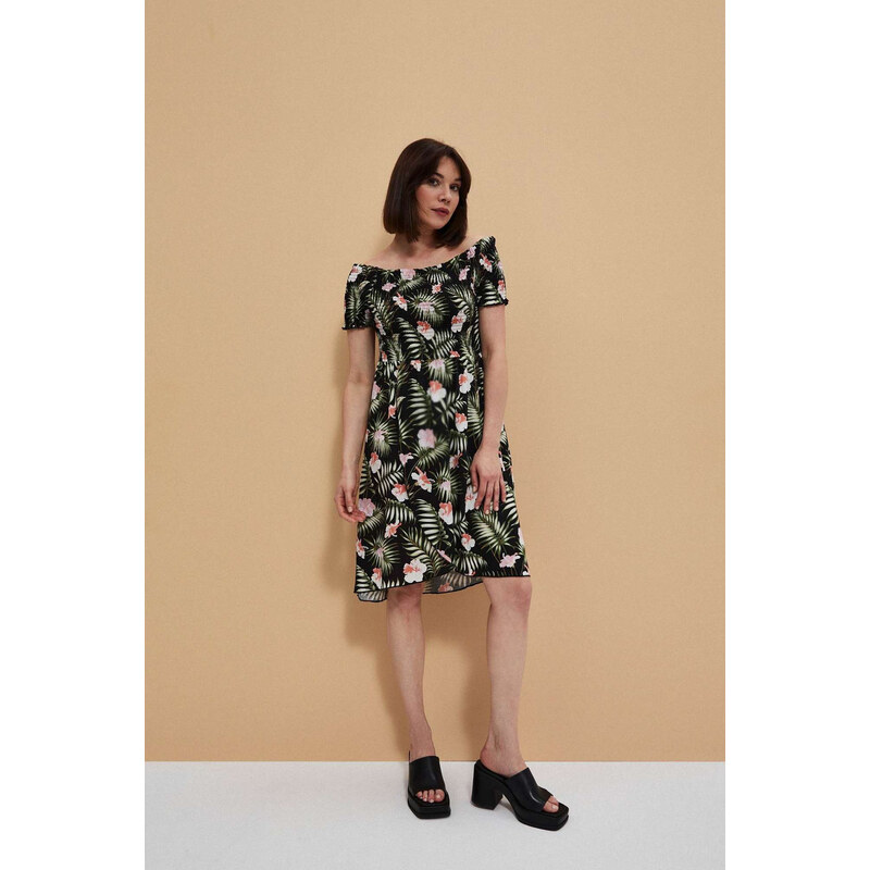 Marisse Dress With A Floral Motif L-Su-3757 Black