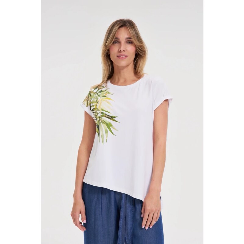 Marisse White Round Neck T-Shirt