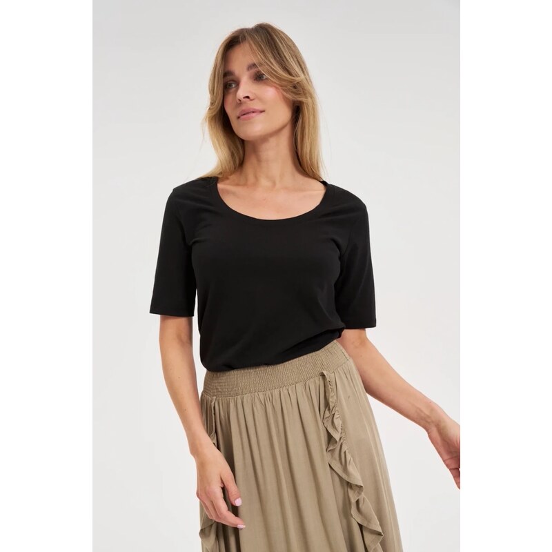 Marisse Black Cotton T-Shirt