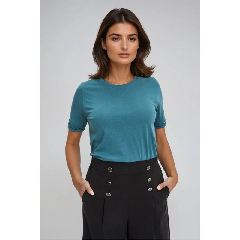 Marisse Green Short-Sleeved Cotton T-Shirt