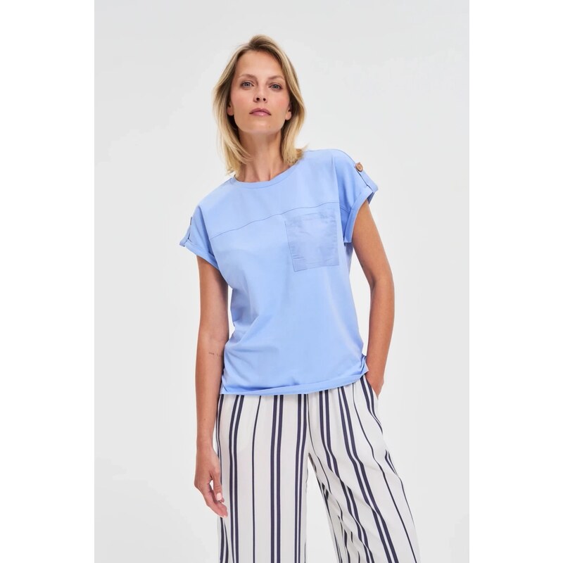 Marisse T-Shirt With A Pocket, Blue