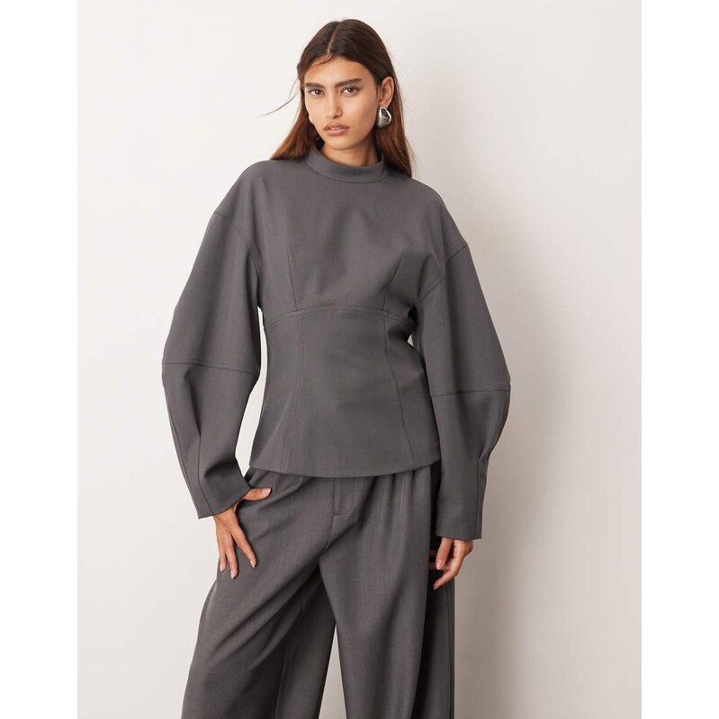 ARRANGE tailored seam detail sculpted co-ord top with ovoid sleeve in 112216896