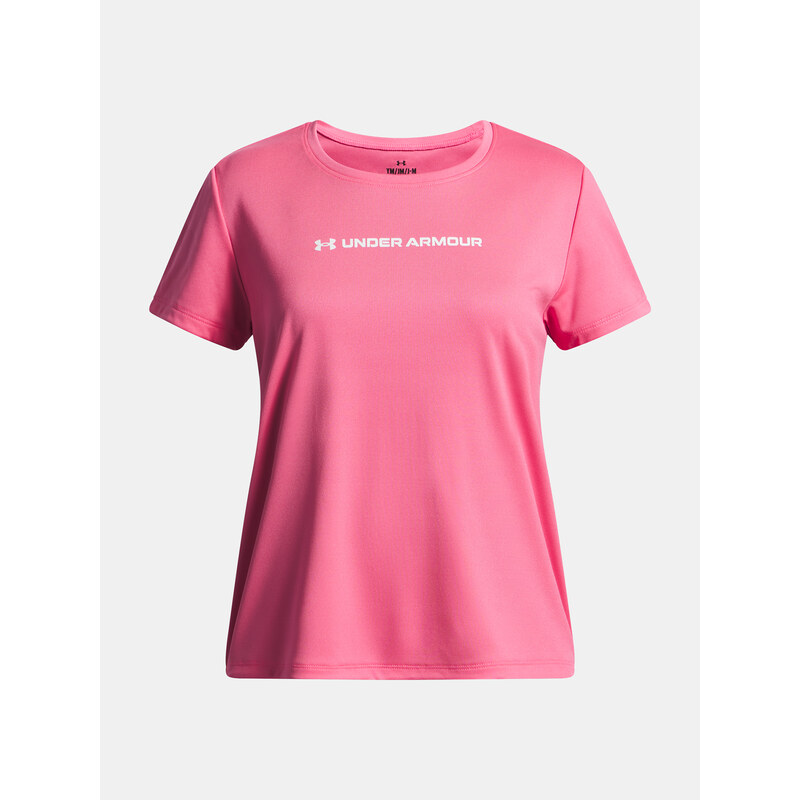 Dívčí tričko Under Armour Tech Wordmark Graphic SS-PNK - Holky