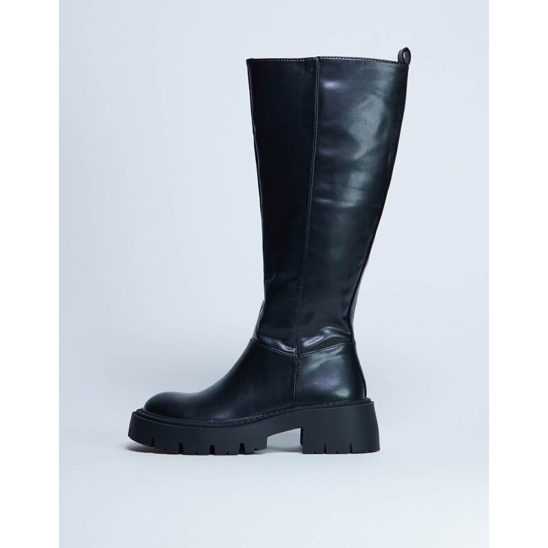 Topshop Riya knee high chunky boots in black 107953907
