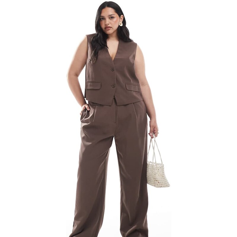 Pieces Plus Pieces Curve tailored multiway button leg trouser co-ord 108520877