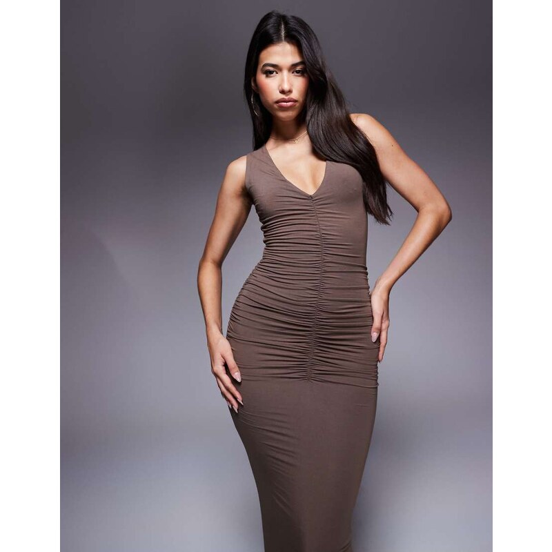 Wanderdoll Tate sculpting second skin plunge neck ruched detail