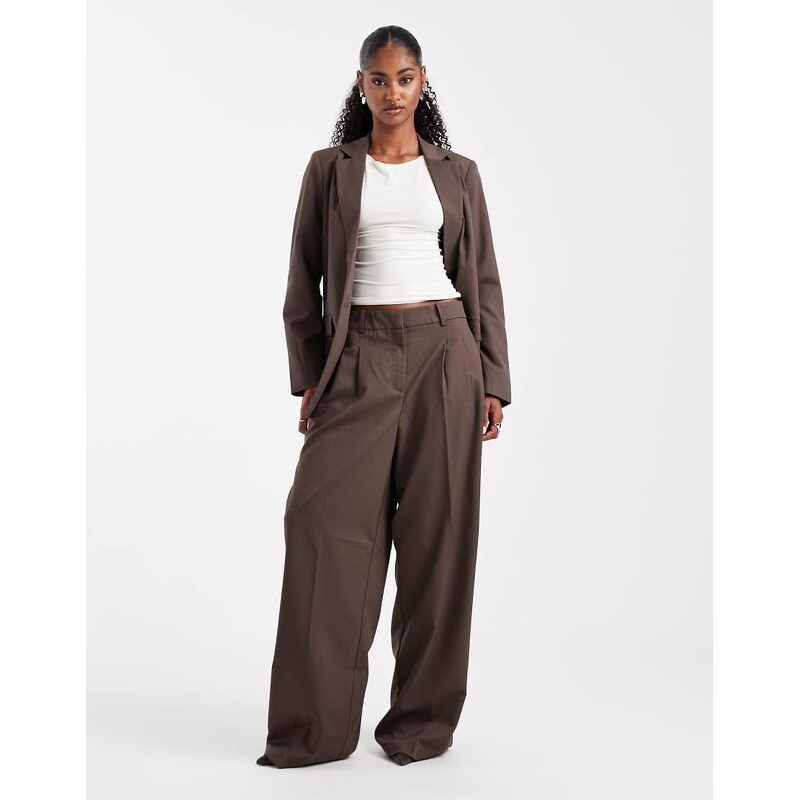Vero Moda dad fit tailored trouser co-ord in chocolate-Brown