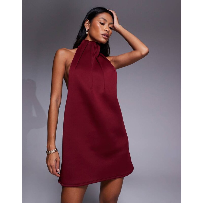 ASOS DESIGN high neck swing mini dress with exaggerated darts in