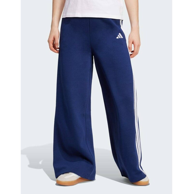 adidas performance Adidas 3-stripes fleece wide pant in dark blue 115504097