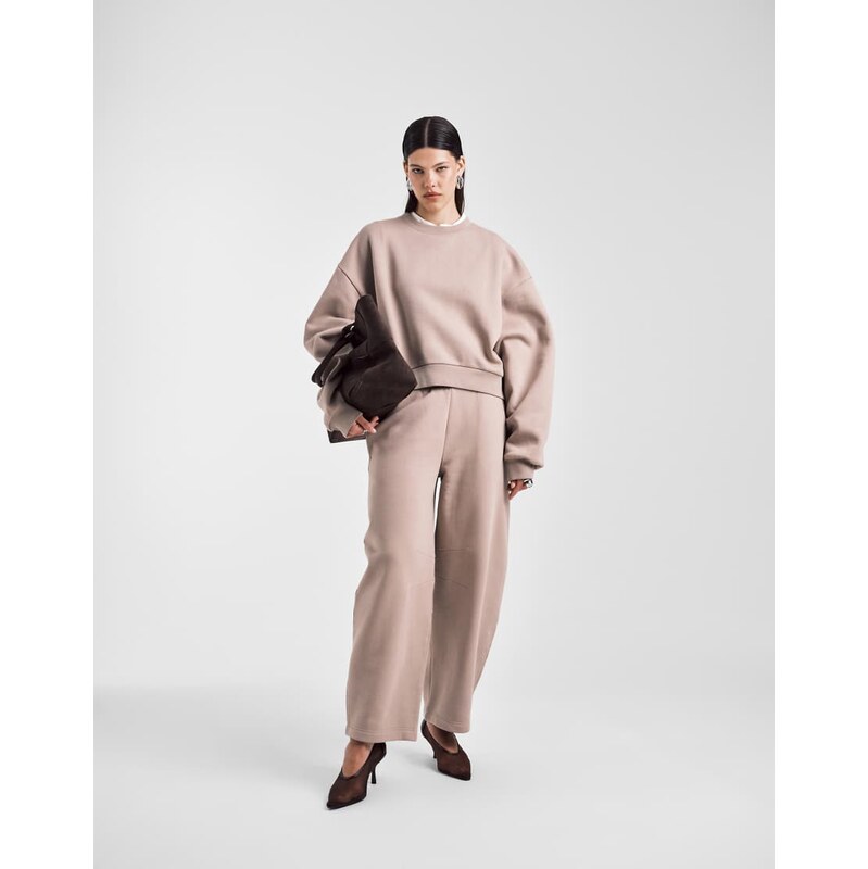 ASOS DESIGN barrel leg brushback jogger in mocha taupe-Brown