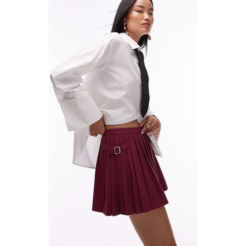 Mango tailored pleated mini skirt with adjustable waist in