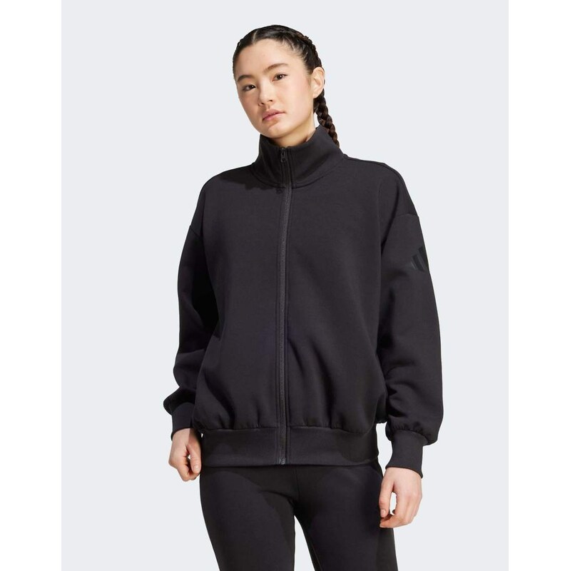 adidas performance Soft lux loose full-zip in black 115504119