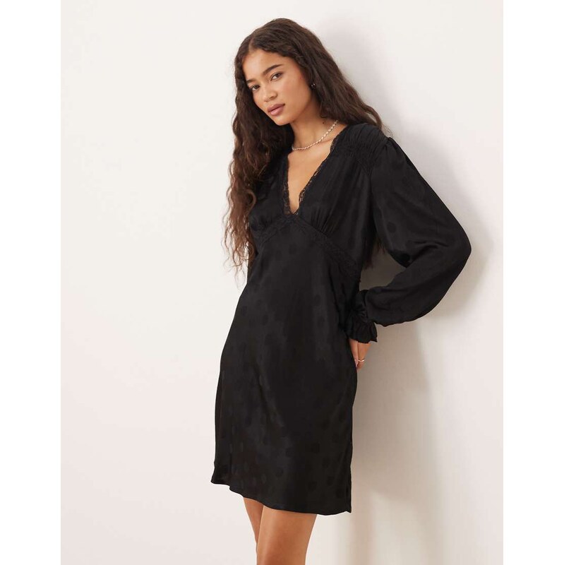 Nobodys Child Angela lace trim mini dress in black 108150750