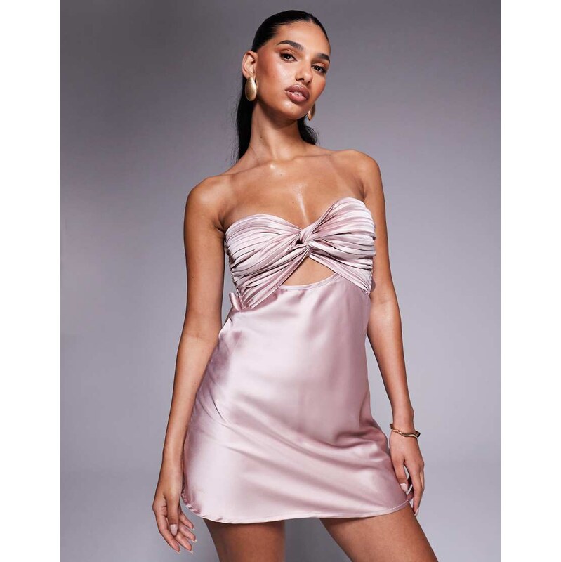 Princess Polly Shellie satin bandeau twist front detail open