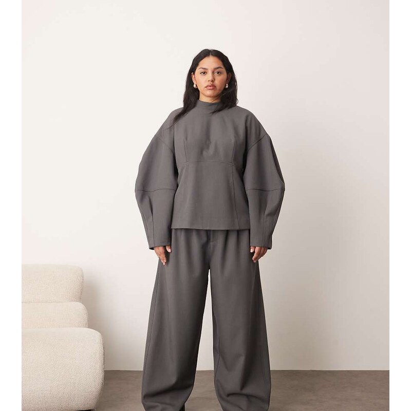 ARRANGE Curve tailored pleated detail wide leg barrel co-ord