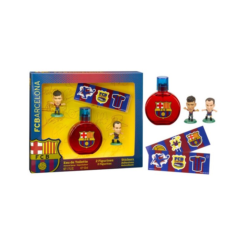 EP Line Dárková sada FC Barcelona EDT 50 ml, 2 figurky (Neymar + Iniesta), samolepky