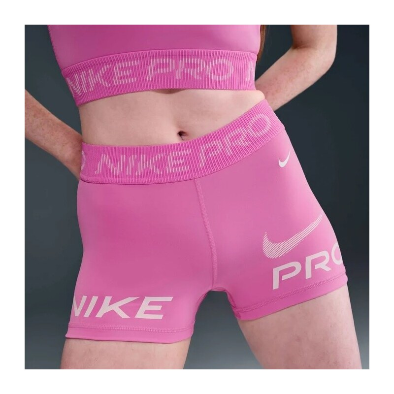 Nike Pro Womens Mid-Rise 3 Biker Shorts PLAYFUL PINK/PINK FOAM/WHITE 107956446