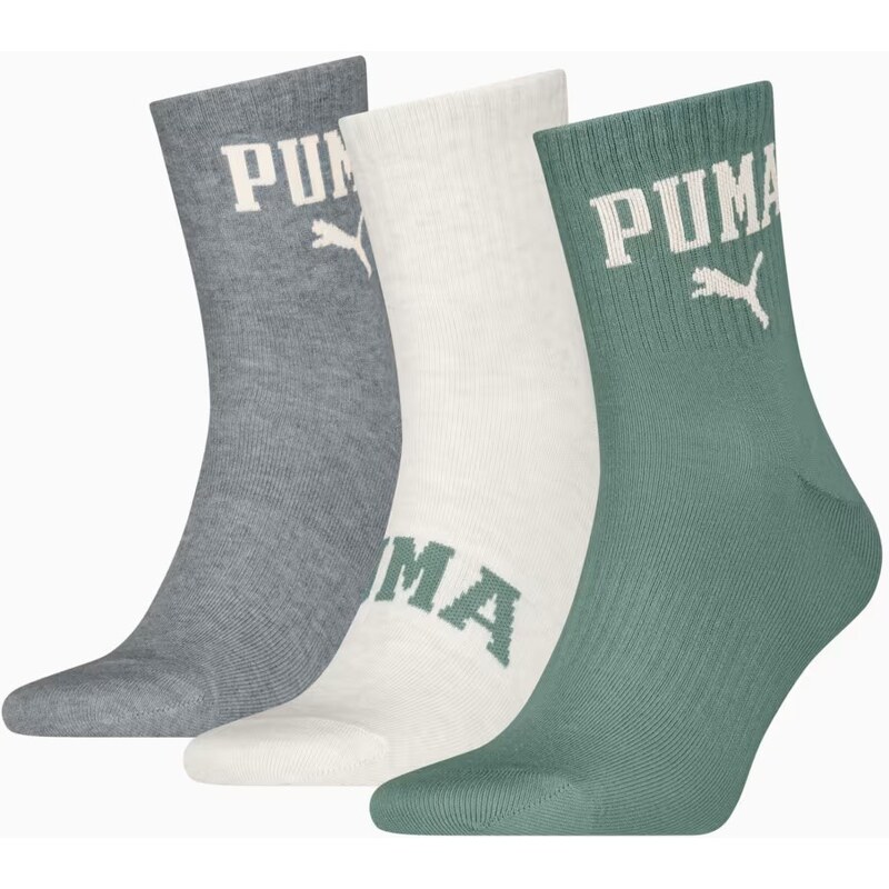 Puma unisex logo short crew 3p green / grey 107956457