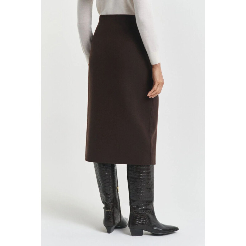 SUKNĚ GANT MIDI HANDSTITCHED WRAP SKIRT DEEP BROWN