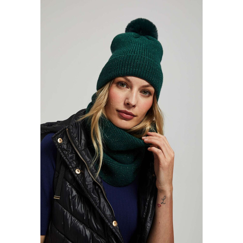 Marisse Emerald Scarf With Metallic Thread