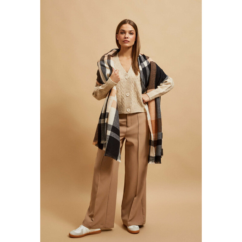 Marisse Peach Checkered Scarf