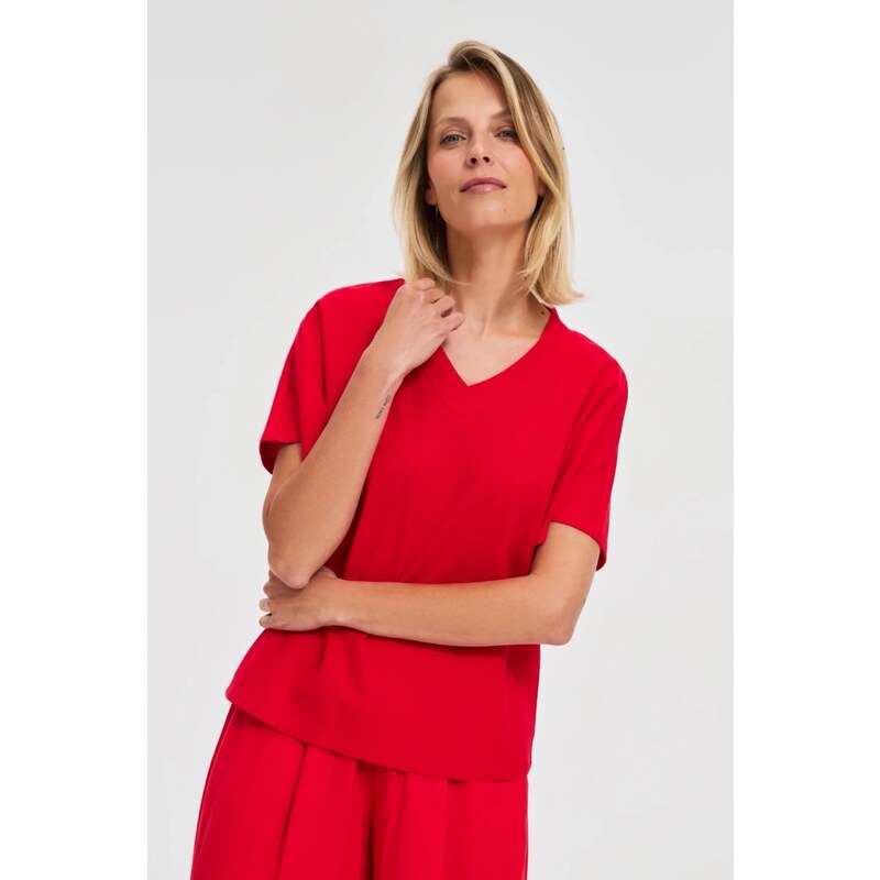 Marisse Red Cotton Blouse