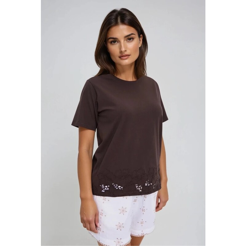 Marisse Brown Cotton Blouse