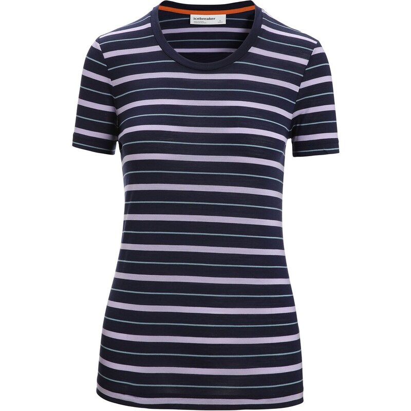 Dámské tričko Merino Blend Wave SS Tee Stripe Icebreaker Midnight Navy 107972621