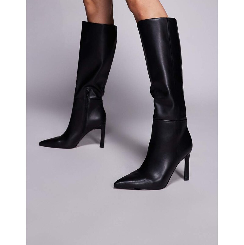 ASOS DESIGN Charmed heeled knee boots in black 113261856