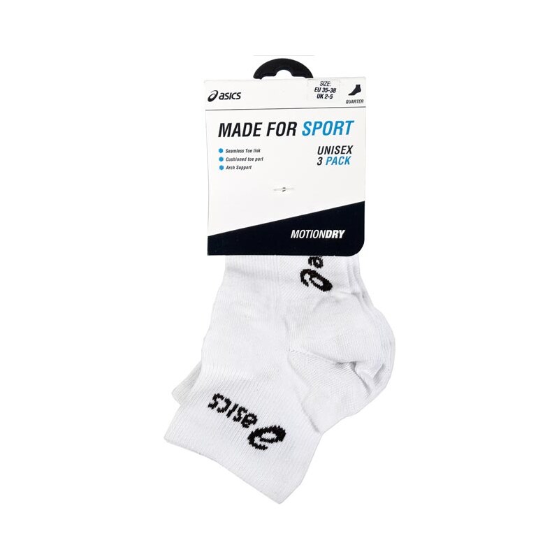 Sada 3 párů nízkých ponožek unisex ASICS - 3PPK Quarter Sock 321746 Real White