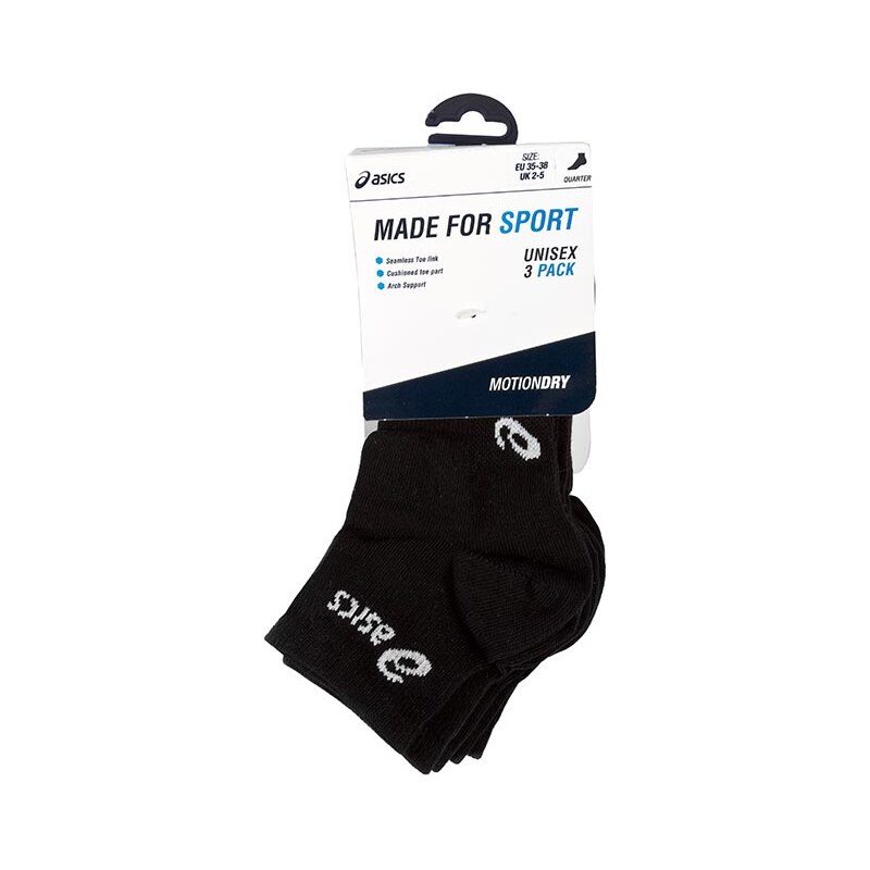 Sada 3 párů nízkých ponožek unisex ASICS - 3PPK Quarter Sock 321746 Black 0900