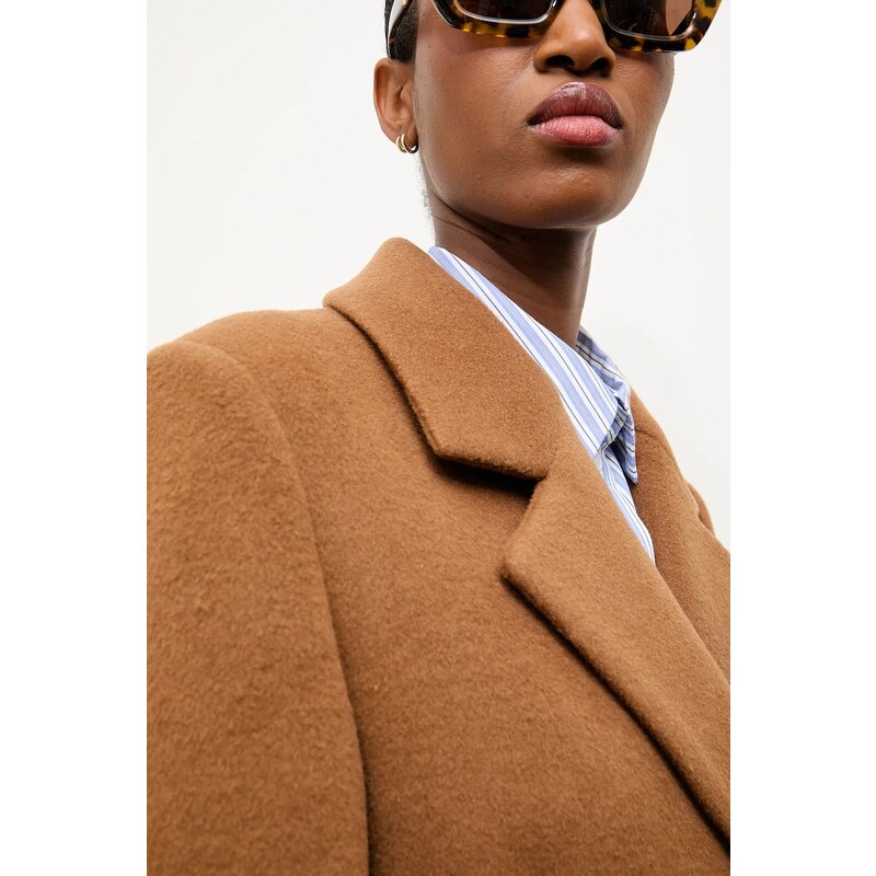 Vlněný kabát Answear.LAB béžová barva