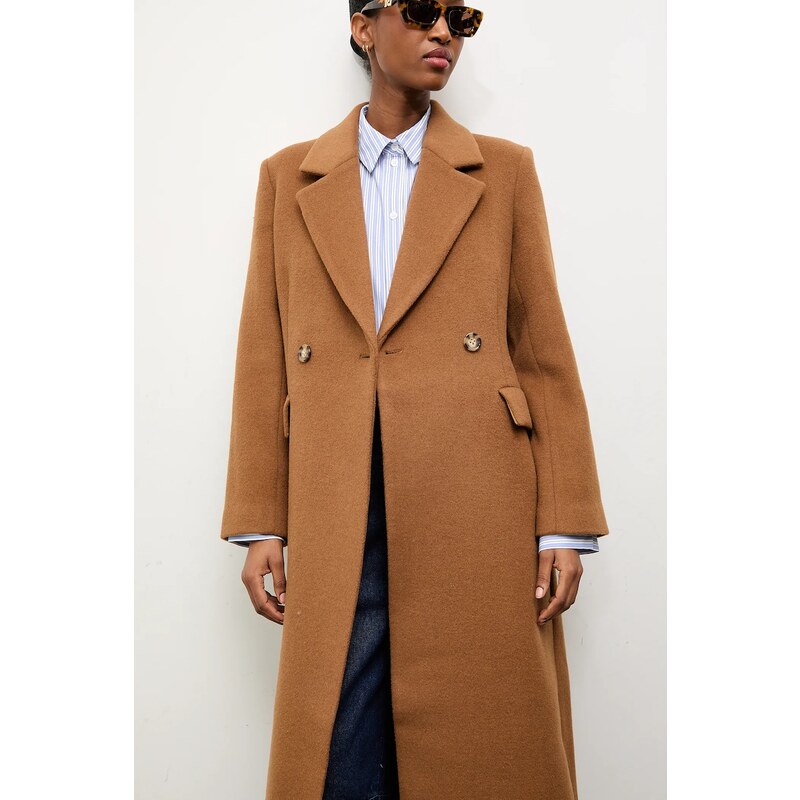 Vlněný kabát Answear.LAB béžová barva