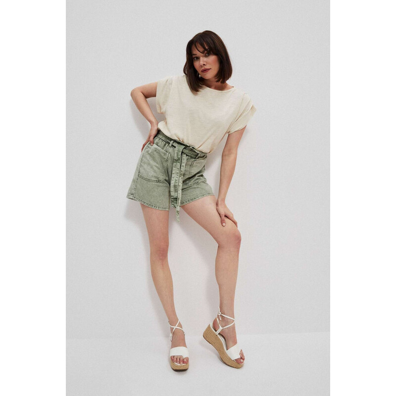 Marisse Paperbag Denim Shorts L-Sh-3713 Cold Brown