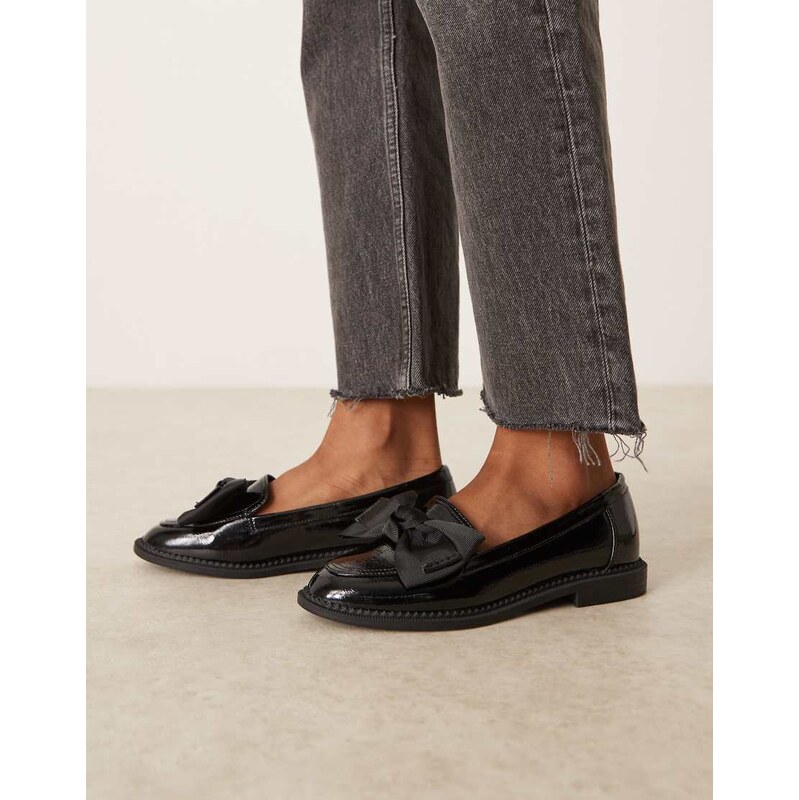 ASOS DESIGN Memphis bow detail flat shoes in black